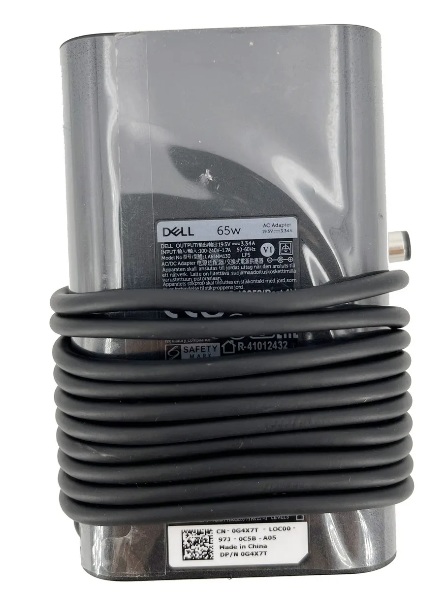 Dell Laptop Adapter Original 65w 19.5V / 3.34A (Big Pin New Model) (Box Seal Opened for Serial No) (No Power Cable Included) view 6